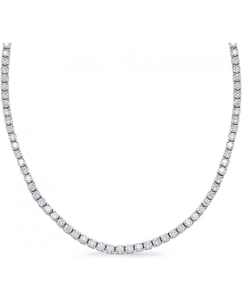 3 to 40 Carat LAB GROWN Round 14K White Gold 17 "Uniform Straight Diamond Tennis Riviera Necklace (E-F Color, SI1-SI2 Clarity...