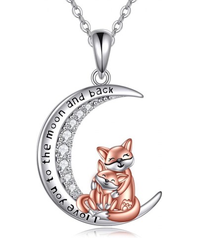 Sterling Silver Cow/Fox/Flamingo/Bunny/Lion/Elephant/Dinosaur/Llama/Sloth Mama and Baby Necklace for Women I Love You Forever...