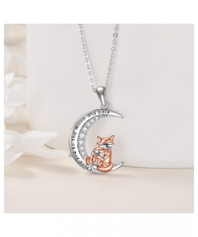 Sterling Silver Cow/Fox/Flamingo/Bunny/Lion/Elephant/Dinosaur/Llama/Sloth Mama and Baby Necklace for Women I Love You Forever...