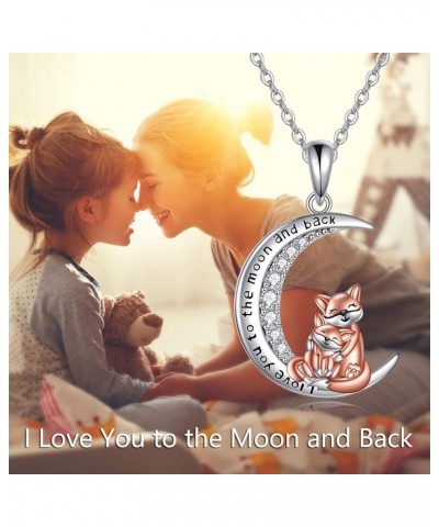 Sterling Silver Cow/Fox/Flamingo/Bunny/Lion/Elephant/Dinosaur/Llama/Sloth Mama and Baby Necklace for Women I Love You Forever...