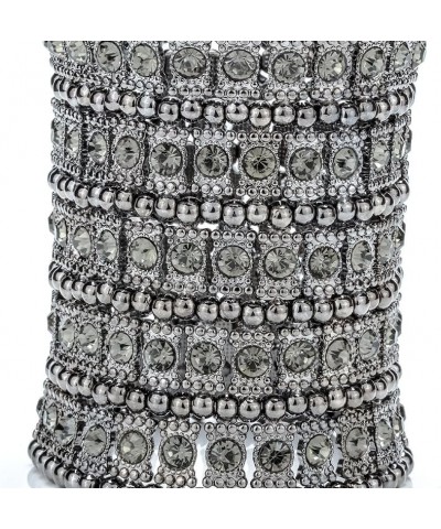 Womens Ballroom Rhinestone Stretch Cuff Bracelets Fit Wrist Circumference From 6.5" to 7.8" - Lead & Nickle Free Gunmetal 3.2...