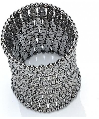 Womens Ballroom Rhinestone Stretch Cuff Bracelets Fit Wrist Circumference From 6.5" to 7.8" - Lead & Nickle Free Gunmetal 3.2...