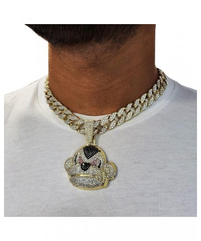 Hip Hop Rapper Style Jewelry Simulated Diamond Gold Silver Plated Large Monkey Head Mong Kong Charm Pendant & 15mm 16" 18" 20...