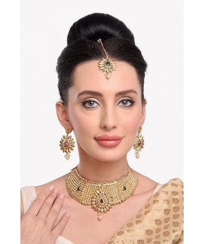 Indian Jewelry Sets for Women Bollywood Jewelry Indian Bollywood Traditional Kundan Faux Pearl Wedding Choker Necklace Earrin...