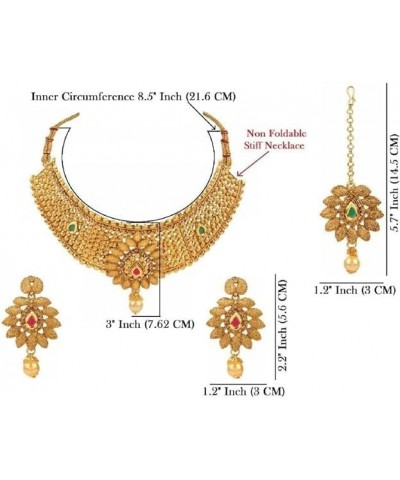 Indian Jewelry Sets for Women Bollywood Jewelry Indian Bollywood Traditional Kundan Faux Pearl Wedding Choker Necklace Earrin...