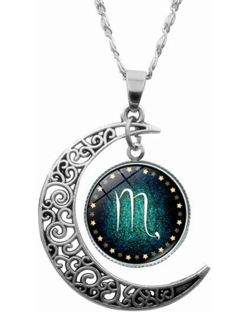 Zodiac Necklace Jewelry Gifts For Women Teen Girls Birthday Astrology Horoscope Sign Crescent Half Moon Pendant Necklace Scor...