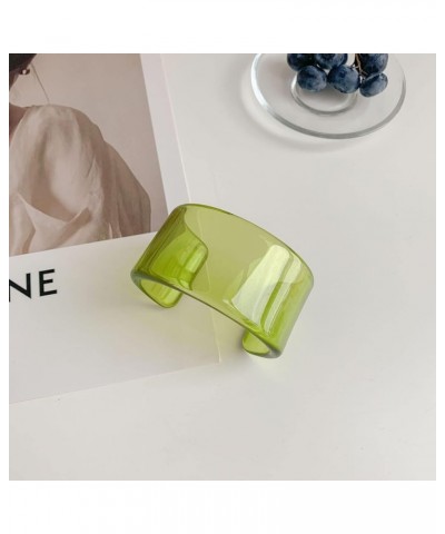 Acrylic Colorful Resin Geometric Simple Open Bracelet Transparent Wide Cuff Bangle (38MM)Green $7.13 Bracelets