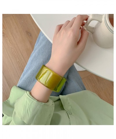 Acrylic Colorful Resin Geometric Simple Open Bracelet Transparent Wide Cuff Bangle (38MM)Green $7.13 Bracelets