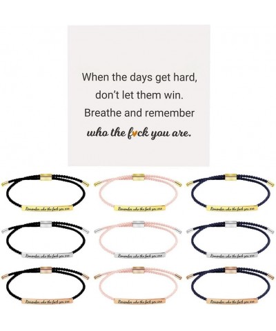 Remember Who The You Are Motivational Tube Bracelet,Personalized Adjustable Braided Rope Bracelets, Engraved Handmade Bracele...