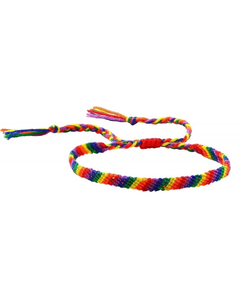 Titanium Stainless Steel Rainbow LGBT Pride Bracelet Handmade Braided LGBTQ Pride Bracelets PU Leather Weave Plaited Wristban...