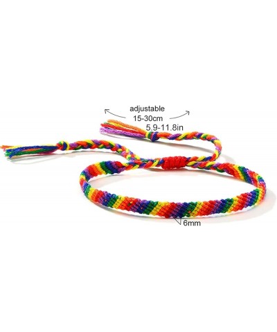 Titanium Stainless Steel Rainbow LGBT Pride Bracelet Handmade Braided LGBTQ Pride Bracelets PU Leather Weave Plaited Wristban...