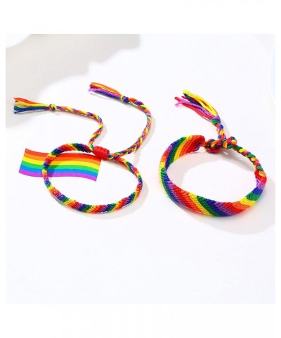 Titanium Stainless Steel Rainbow LGBT Pride Bracelet Handmade Braided LGBTQ Pride Bracelets PU Leather Weave Plaited Wristban...