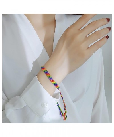 Titanium Stainless Steel Rainbow LGBT Pride Bracelet Handmade Braided LGBTQ Pride Bracelets PU Leather Weave Plaited Wristban...