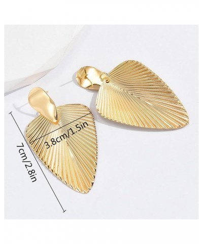 Gold Statement Earrings for Women Girls Elagent Large 3D Geometric Dangle Earrings Bohemian Punk Round Disc Ginkgo Leaf Heart...