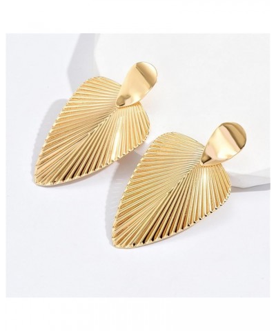 Gold Statement Earrings for Women Girls Elagent Large 3D Geometric Dangle Earrings Bohemian Punk Round Disc Ginkgo Leaf Heart...