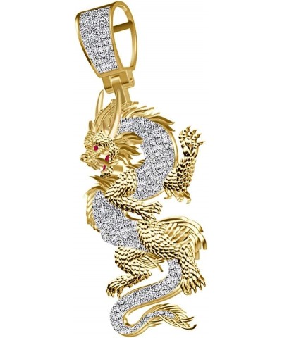 Real Genuine Authentic Tested Diamond 0.61 Cwt. 21+ Grams Lucky Dragon Wealth Charm 10K Gold Over Good Luck Unisex Pendant Ch...