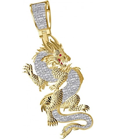 Real Genuine Authentic Tested Diamond 0.61 Cwt. 21+ Grams Lucky Dragon Wealth Charm 10K Gold Over Good Luck Unisex Pendant Ch...