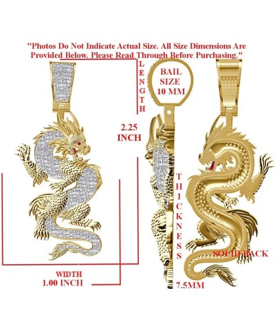 Real Genuine Authentic Tested Diamond 0.61 Cwt. 21+ Grams Lucky Dragon Wealth Charm 10K Gold Over Good Luck Unisex Pendant Ch...