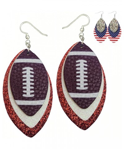 Football Earrings for Women - Football Jewelry - Football Accessories - Football Stuff - Glitter Earrings Dangles - 3-Layered...