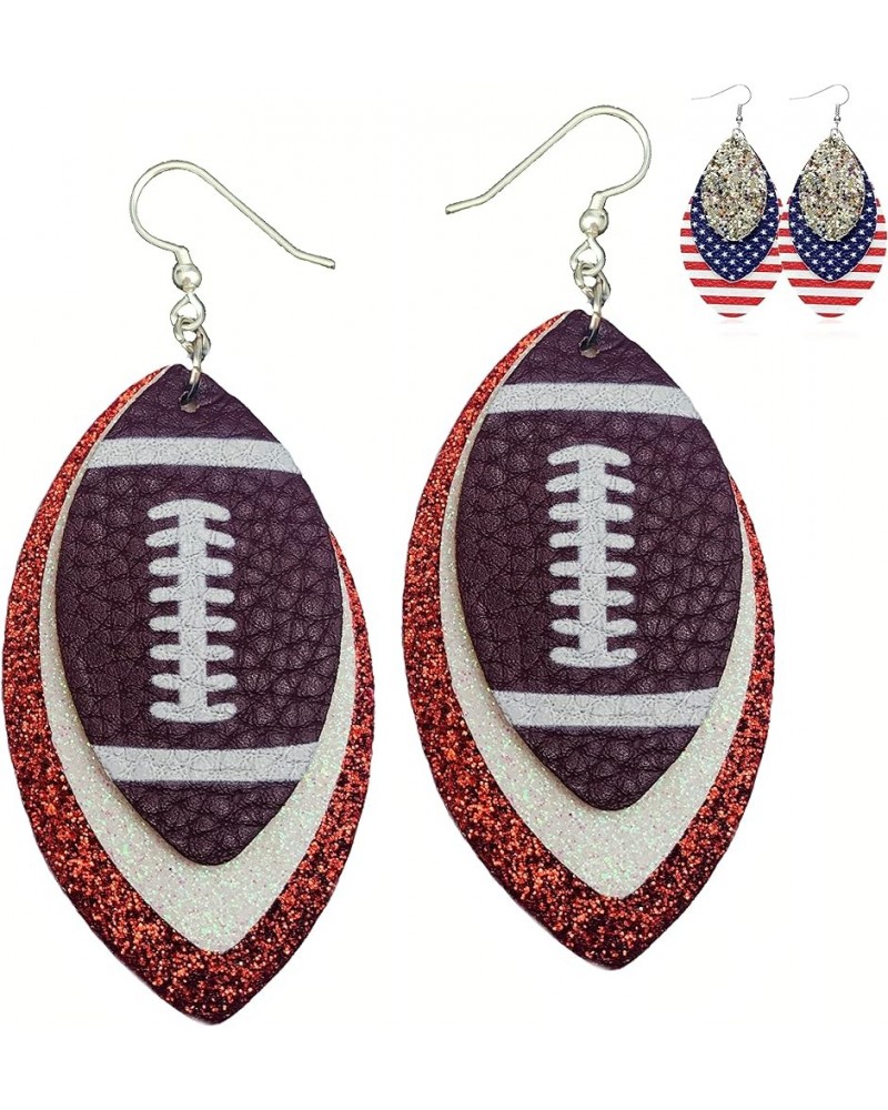 Football Earrings for Women - Football Jewelry - Football Accessories - Football Stuff - Glitter Earrings Dangles - 3-Layered...