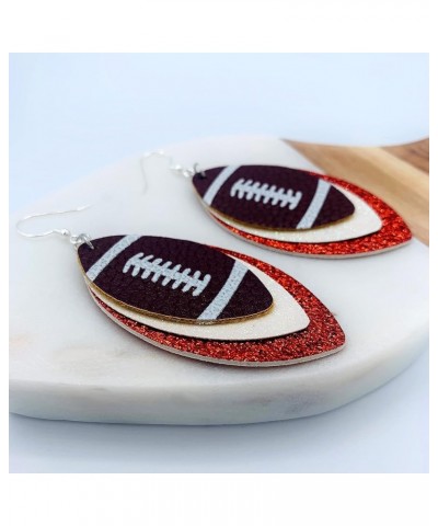 Football Earrings for Women - Football Jewelry - Football Accessories - Football Stuff - Glitter Earrings Dangles - 3-Layered...