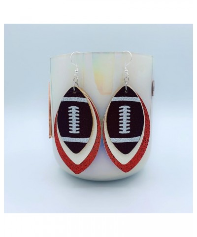 Football Earrings for Women - Football Jewelry - Football Accessories - Football Stuff - Glitter Earrings Dangles - 3-Layered...