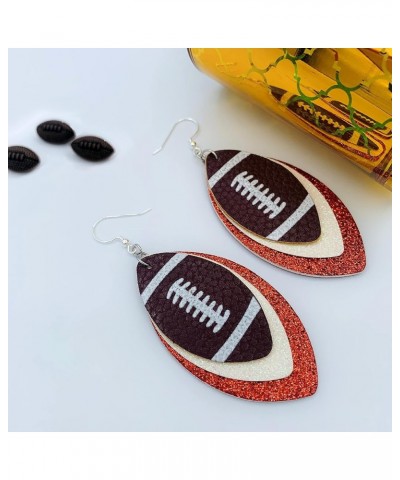 Football Earrings for Women - Football Jewelry - Football Accessories - Football Stuff - Glitter Earrings Dangles - 3-Layered...