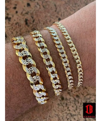 Real solid 925 sterling silver & 14k gold diamond cut flat miami cuban bracelet (3-11mm) WIDTH: 3MM TWO-TONE $44.65 Bracelets