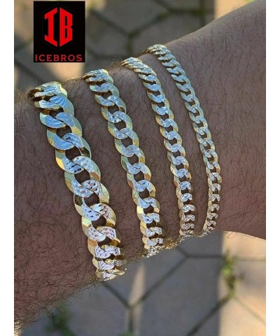 Real solid 925 sterling silver & 14k gold diamond cut flat miami cuban bracelet (3-11mm) WIDTH: 3MM TWO-TONE $44.65 Bracelets