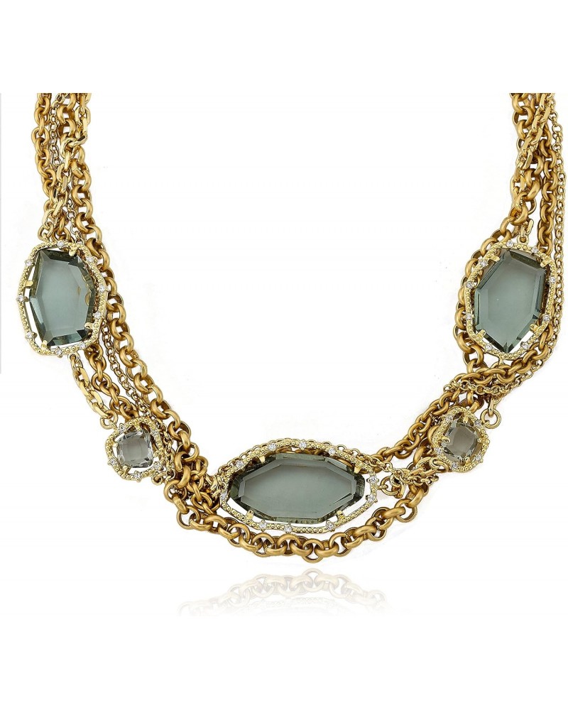 Sliced Glass CZ & Sliced Glass On 14k Gold-Plated Multi Strand Chain Necklace $79.40 Necklaces