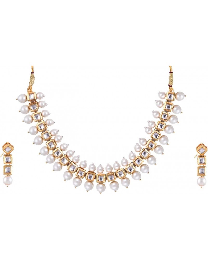 Imitation Pearls Kundan Indian Choker Bollywood Necklace Earrings Jewelry Set for Girls and Women $11.19 Jewelry Sets