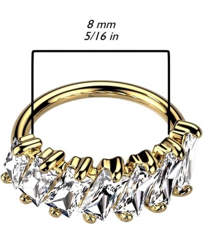 Diagonal Pave CZ Bendable Hoop for Septum, Daith, Ear Cartilage, Nose and More 16GA, L: 5/16" (8mm), Gold $11.39 Body Jewelry