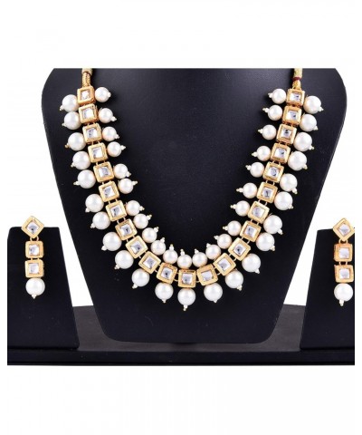 Imitation Pearls Kundan Indian Choker Bollywood Necklace Earrings Jewelry Set for Girls and Women $11.19 Jewelry Sets