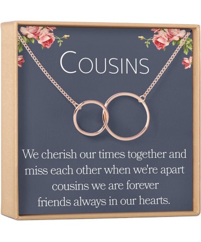 Cousins Necklace - Heartfelt Card & Jewelry Gift for Birthday, Holidays & More Interlocking Circles Rose Gold $28.49 Necklaces