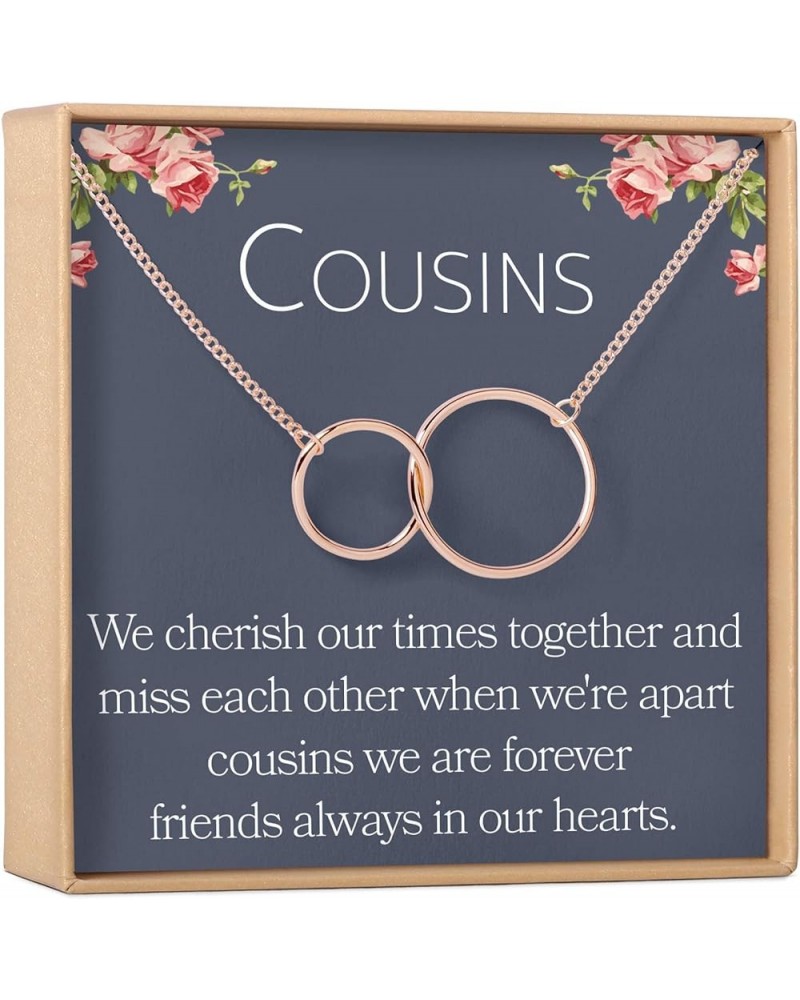 Cousins Necklace - Heartfelt Card & Jewelry Gift for Birthday, Holidays & More Interlocking Circles Rose Gold $28.49 Necklaces