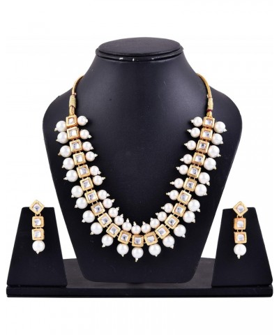 Imitation Pearls Kundan Indian Choker Bollywood Necklace Earrings Jewelry Set for Girls and Women $11.19 Jewelry Sets