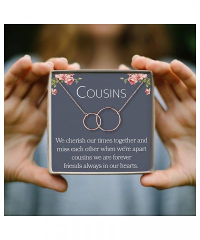 Cousins Necklace - Heartfelt Card & Jewelry Gift for Birthday, Holidays & More Interlocking Circles Rose Gold $28.49 Necklaces