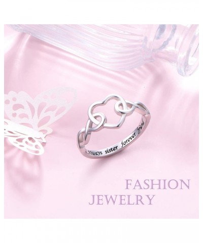 Sisters Rings, 925 Sterling Silver Always My Sister Forever My Friend Infinity Heart Sister Love Knot Ring Gift for Women Gir...