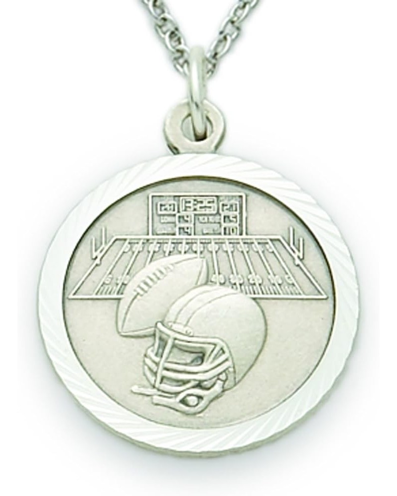 Sterling Silver Sports Medal with Christ Cross Back Football,Cross $37.92 Necklaces