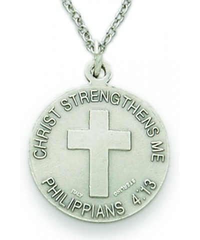 Sterling Silver Sports Medal with Christ Cross Back Football,Cross $37.92 Necklaces