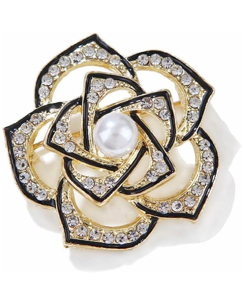 Elegant Camellia Brooch Pin Crystal Flower Bouquet Brooch Lapel Pins Corsage Cardigan Sweater Coat Pin Cloth Dress Accessorie...