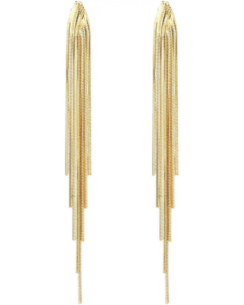 Long Tassel Dangle Drop Earrings for Woman Teen Girls,Silver/Gold Punk Sleek Metal Chain Earrings Wedding Bridesmaid Jewelry ...