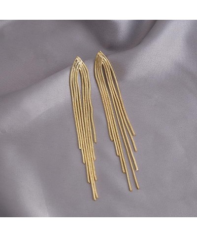 Long Tassel Dangle Drop Earrings for Woman Teen Girls,Silver/Gold Punk Sleek Metal Chain Earrings Wedding Bridesmaid Jewelry ...