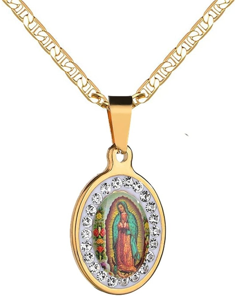 18K Gold Plated Flat 3MM Virgin Mary Guadalupe Charm Chain Pendant Necklace Christian Jewelry C $11.59 Necklaces