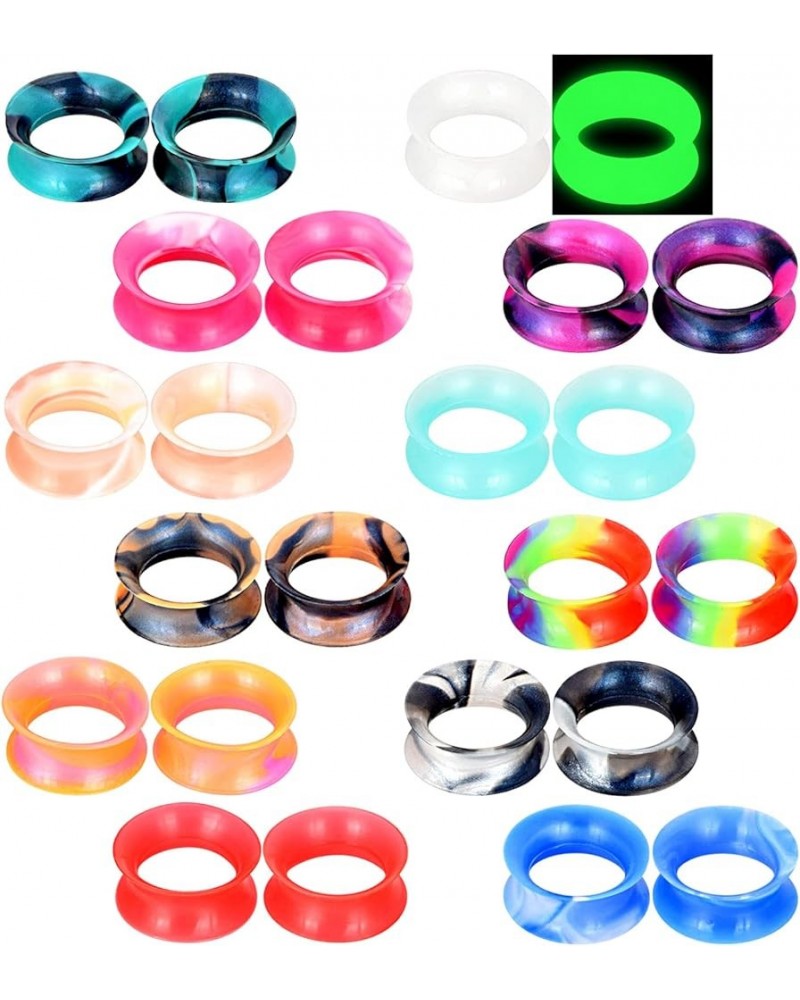 Silicone Ear Tunnels 16pcs-24pcs Flexible Flesh Gauges Plugs Ear Piercing Jewelry 2g-3/4 inch 24pcs, 5/8 $5.31 Body Jewelry