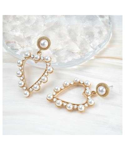 Love Dangle Earrings Pearl Heart Earrings Boho Cute Jewelry Gifts for Women Girls Pearl Love Earrings-A $7.27 Earrings