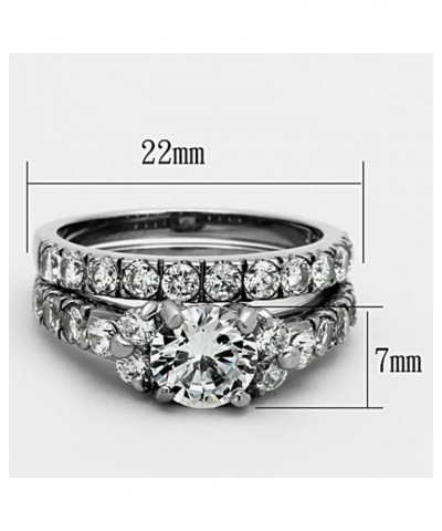 His and Her Stainless Steel 2.50 Carat Cubic Zirconia Bridal Set and Men's Titanium Wedding Band Women's Size 06 Men's Size 1...