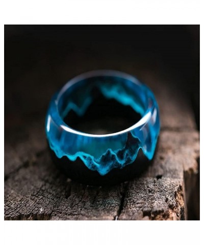 Wooden Epoxy Ring, Luminous Glow Ring Glowing in the Dark, Handmade Wooden Ring with Mountain Wood Resin Ring- For Man and Wo...