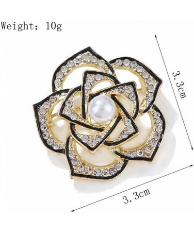 Elegant Camellia Brooch Pin Crystal Flower Bouquet Brooch Lapel Pins Corsage Cardigan Sweater Coat Pin Cloth Dress Accessorie...