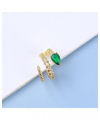 Vintage Crystal Snake Ear Cuff Earrings Cz Emerald Snake Cartilage Cuff Earrings Gold Snake Cuff Wrap Earrings Non Pierced Cl...